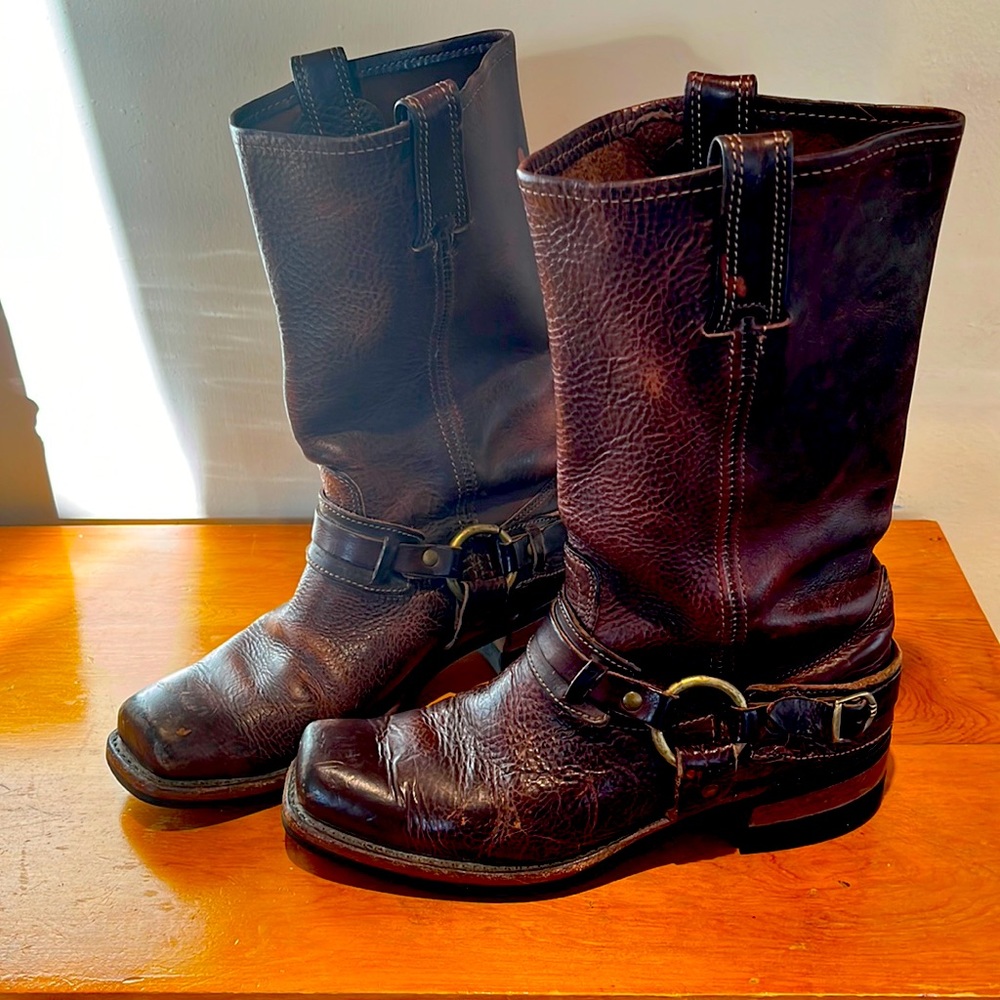 Frye harnessed vintage look boots